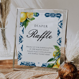Luier Raffle Lemon Positano Baby shower Sign Poster