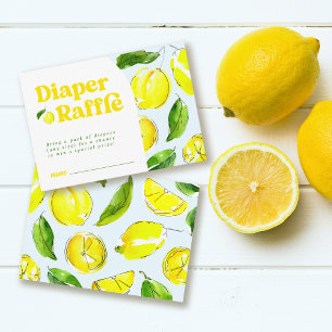 Luier Raffle Lemon Retro Baby shower Informatiekaartje