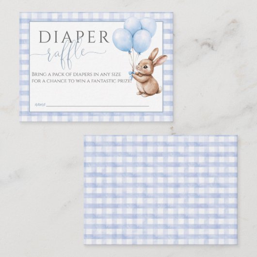 Luier Raffle Little Bunny Balloons Baby shower Informatiekaartje (Voorkant / Achterkant)