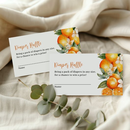 Luier Raffle Little Cutie Sinaasappel Baby shower Informatiekaartje