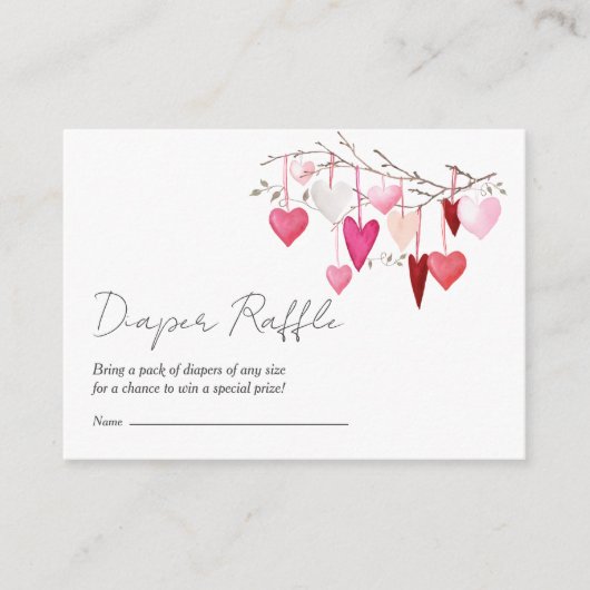 Luier Raffle Little Sweetheart Baby shower Informatiekaartje (Voorkant)
