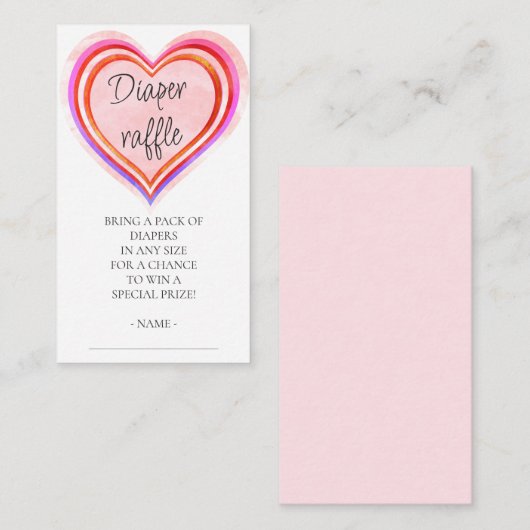 Luier Raffle Little Sweetheart Baby shower Informatiekaartje (Voorkant / Achterkant)