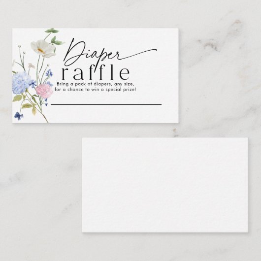 Luier Raffle met lichtroze en paarse bloemen Informatiekaartje (Voorkant / Achterkant)
