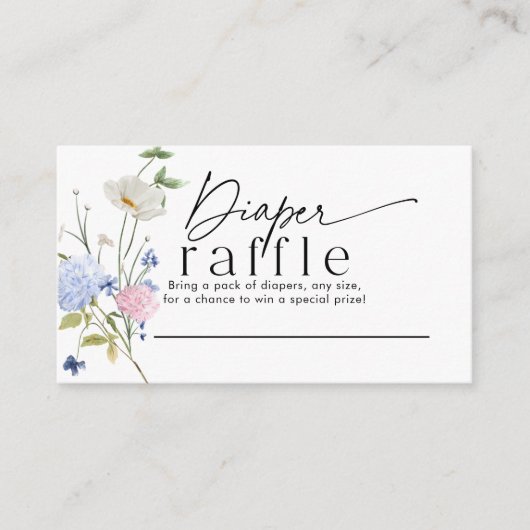 Luier Raffle met lichtroze en paarse bloemen Informatiekaartje (Voorkant)
