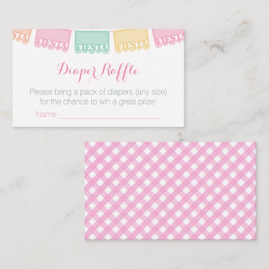 Luier Raffle Mexicaanse Fiesta Papel Picado Banner Informatiekaartje (Voorkant / Achterkant)