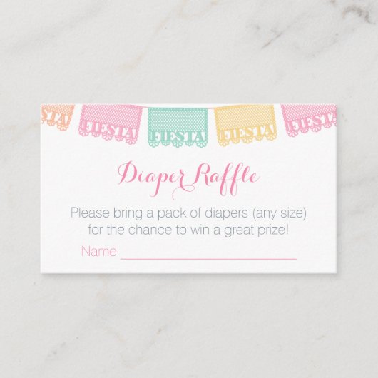 Luier Raffle Mexicaanse Fiesta Papel Picado Banner Informatiekaartje (Voorkant)