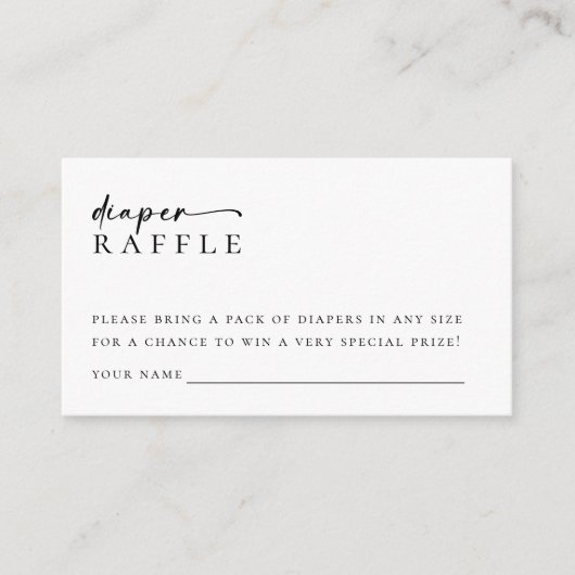Luier Raffle Minimalistisch Script Baby shower Informatiekaartje (Voorkant)