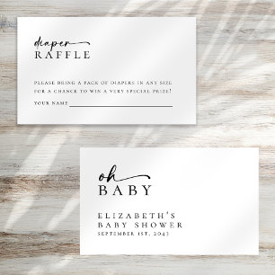 Luier Raffle Minimalistisch Script Baby shower Informatiekaartje