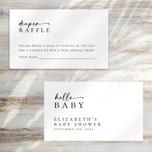 Luier Raffle Minimalistisch Script Baby shower Informatiekaartje