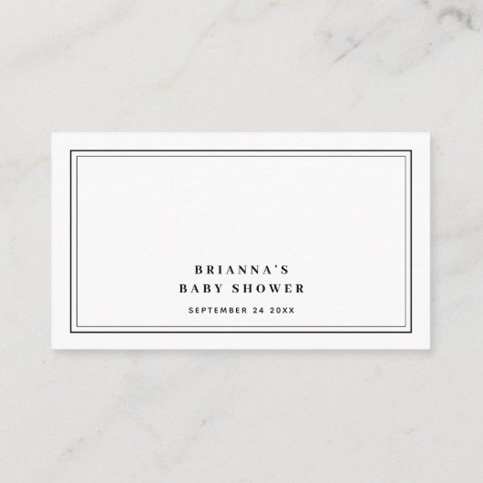 Luier Raffle Minimalistisch Zwart & Wit Baby showe Informatiekaartje (Achterkant)