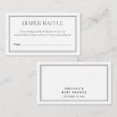 Luier Raffle Minimalistisch Zwart & Wit Baby showe Informatiekaartje (Voorkant / Achterkant)