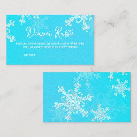 Luier Raffle Minimalistische Blauwe Sneeuwvlok Pat Informatiekaartje (Voorkant / Achterkant)