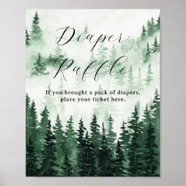 Luier Raffle Misty Forest Baby shower Poster