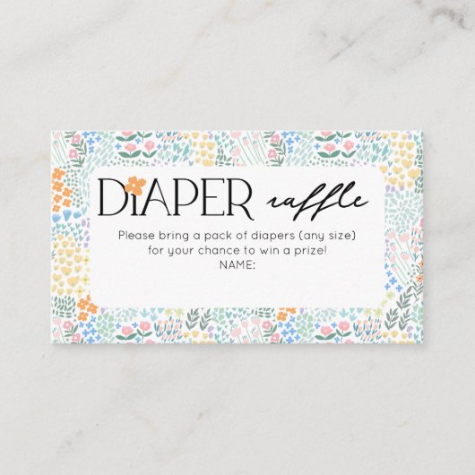 Luier Raffle Modern Floral Baby shower Informatiekaartje (Voorkant)