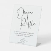 Luier Raffle Modern Script Baby shower Reclamebord Met Voetstuk (Voorkant)