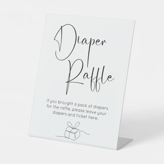 Luier Raffle Modern Script Baby shower Reclamebord Met Voetstuk (Voorkant)
