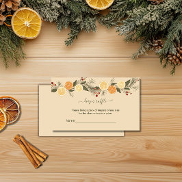 Luier Raffle Moderne gedroogde Citrus Kerstmis Informatiekaartje