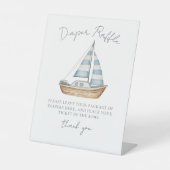 Luier Raffle Nautisch Baby shower Reclamebord Met Voetstuk (Voorkant)