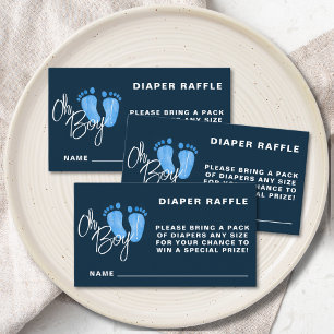 Luier Raffle Navy blauw Baby shower Informatiekaartje