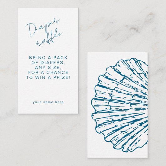 Luier Raffle Ocean Blue Scallop Baby Boy Shower Informatiekaartje (Voorkant / Achterkant)