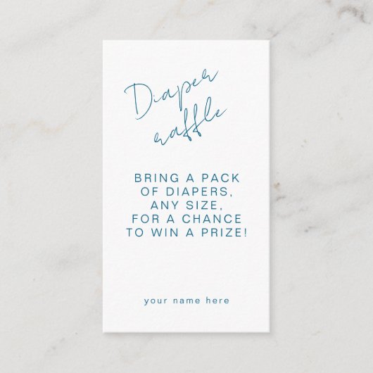 Luier Raffle Ocean Blue Scallop Baby Boy Shower Informatiekaartje (Voorkant)