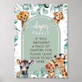 Luier Raffle Oerwoud Dieren Eucalyptus Spel Sign Poster (Voorkant)