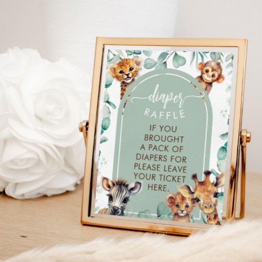 Luier Raffle Oerwoud Dieren Eucalyptus Spel Sign Poster