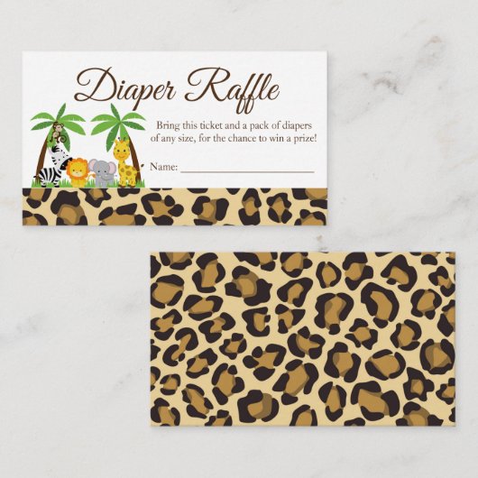 Luier Raffle Oerwoud Safari Baby shower Kaart (Voorkant / Achterkant)