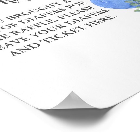 Luier Raffle Oh Boy Beer Blauwe Eucalyptus Poster (Hoek)