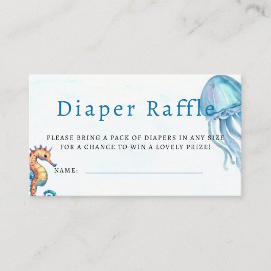 Luier Raffle Onder Zee Paard Blauw Jongen Baby sho Informatiekaartje (Voorkant)