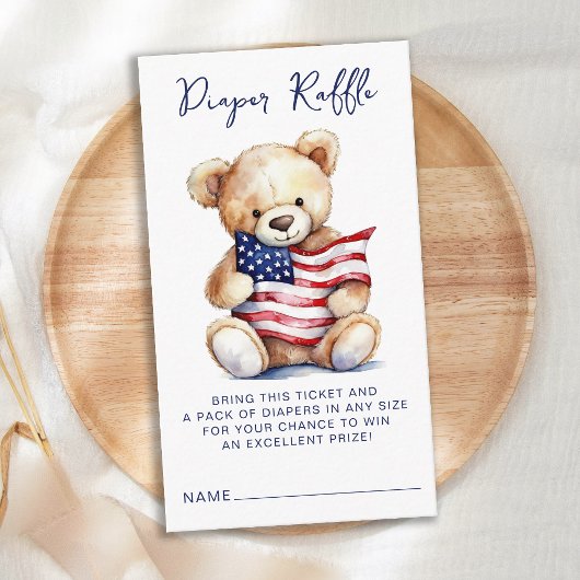 Luier Raffle Patriottische Teddy Bear Baby shower Informatiekaartje