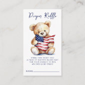 Luier Raffle Patriottische Teddy Bear Baby shower Informatiekaartje (Voorkant)