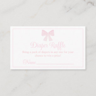 Luier Raffle Pink Bow Preppy Baby shower Visitekaartje
