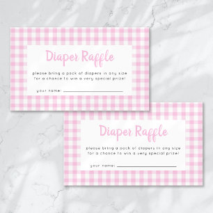 Luier Raffle Pink Gingham Baby shower Informatiekaartje
