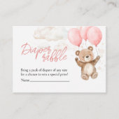 Luier Raffle Pink Teddy Bear Baby shower Informatiekaartje (Voorkant)