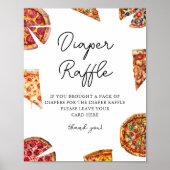 Luier Raffle Pizza Baby shower Teken Poster (Voorkant)