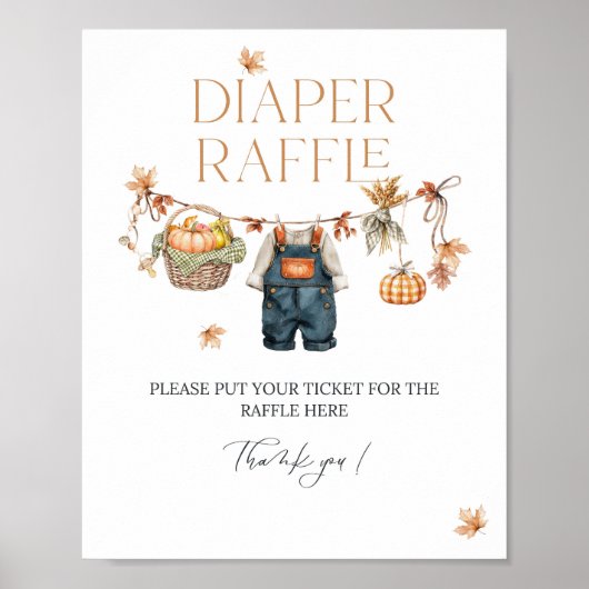 Luier Raffle Pompoen Baby shower Herfst Poster (Voorkant)