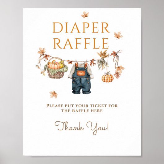 Luier Raffle Pompoen Rustieke Herfst Baby shower Poster (Voorkant)