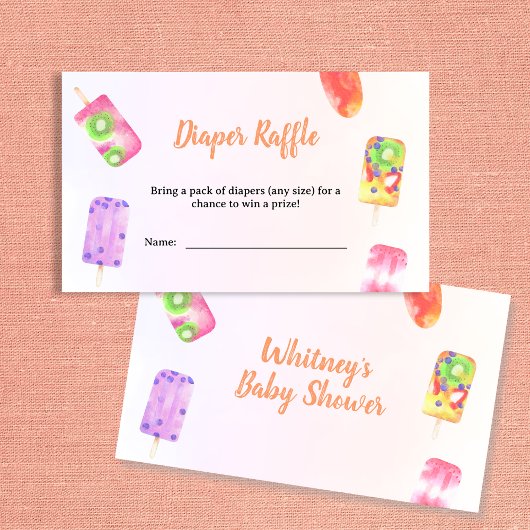 Luier Raffle Popsicle Waterverf Baby shower Informatiekaartje