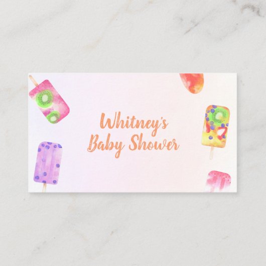 Luier Raffle Popsicle Waterverf Baby shower Informatiekaartje (Achterkant)