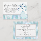 Luier Raffle Registry Elephant Boy Baby shower Informatiekaartje (Voorkant / Achterkant)