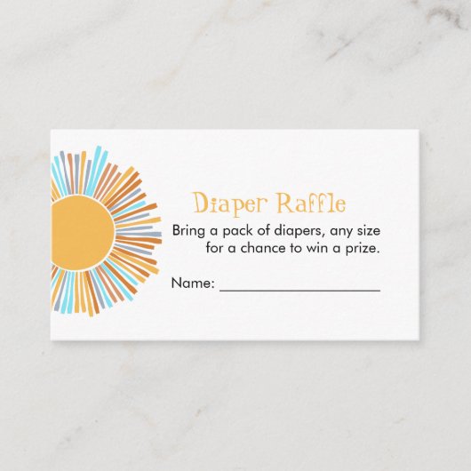 Luier Raffle Retro Boho Sun Baby shower spel Informatiekaartje (Voorkant)