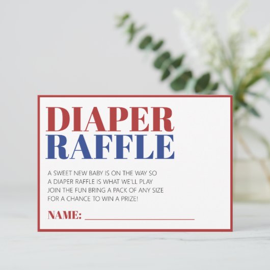 Luier Raffle Rood Wit En Blauw 4 juli Informatiekaartje (Staand voorkant)