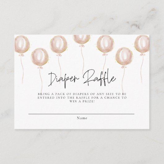 Luier Raffle Roze Ballon Het Een Meisje Baby showe Informatiekaartje (Voorkant)