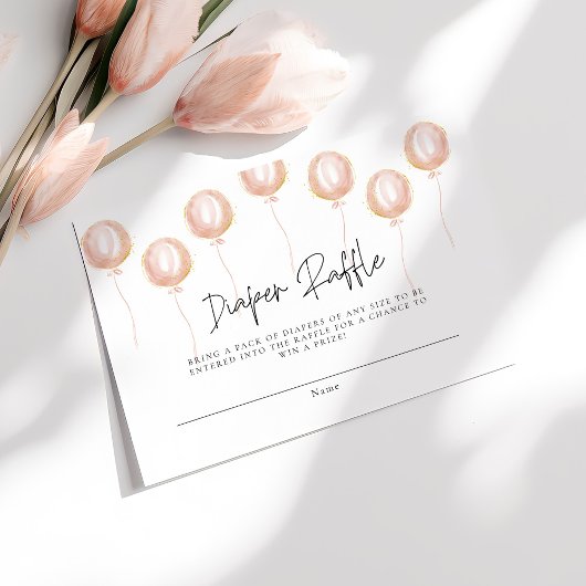 Luier Raffle Roze Ballon Het Een Meisje Baby showe Informatiekaartje