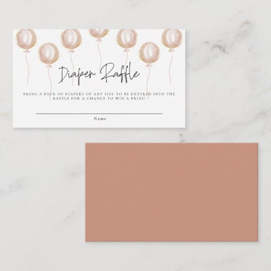 Luier Raffle Roze Ballon Het Een Meisje Baby showe Informatiekaartje (Voorkant / Achterkant)