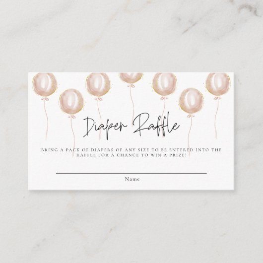 Luier Raffle Roze Ballon Het Een Meisje Baby showe Informatiekaartje (Voorkant)