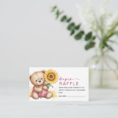 Luier Raffle Roze Beer Zonnebloem Baby shower Informatiekaartje (Staand voorkant)