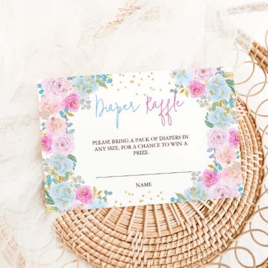 Luier Raffle Roze Blauw Bloemen Informatiekaartje