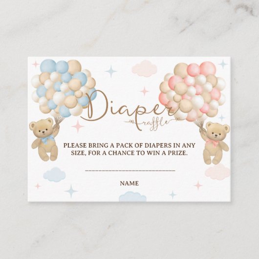 Luier Raffle Roze Blauw Geslacht onthullen Beren Informatiekaartje (Voorkant)